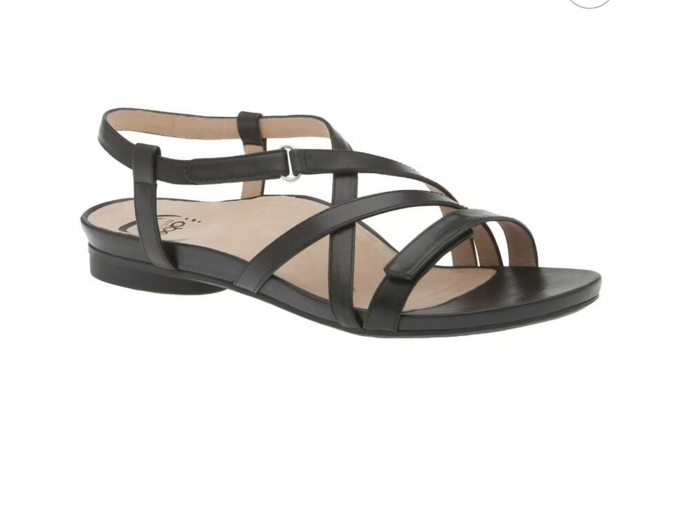 Abeo Samantha Women Sandals Leather Neutral Arch Support in Black Size 9